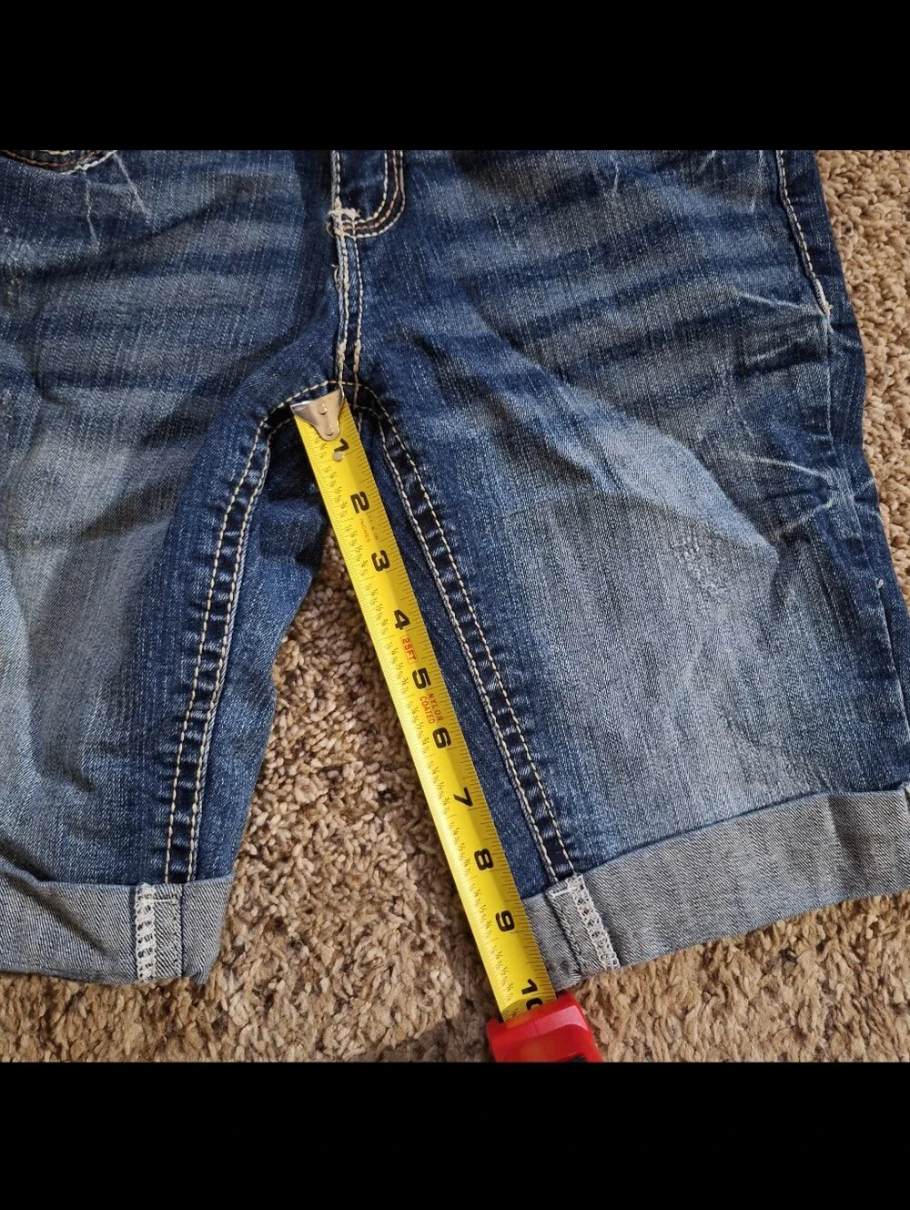 Ariya Low Rise Bermuda Denim Shorts Size 0 Y2K Flap Pocket Jorts 25 Waist